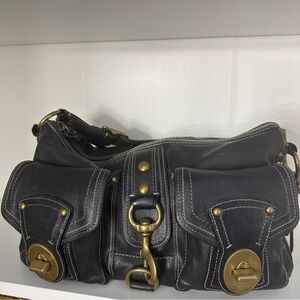 Coach Multicolor Striped Nylon Tote with Leather Trim